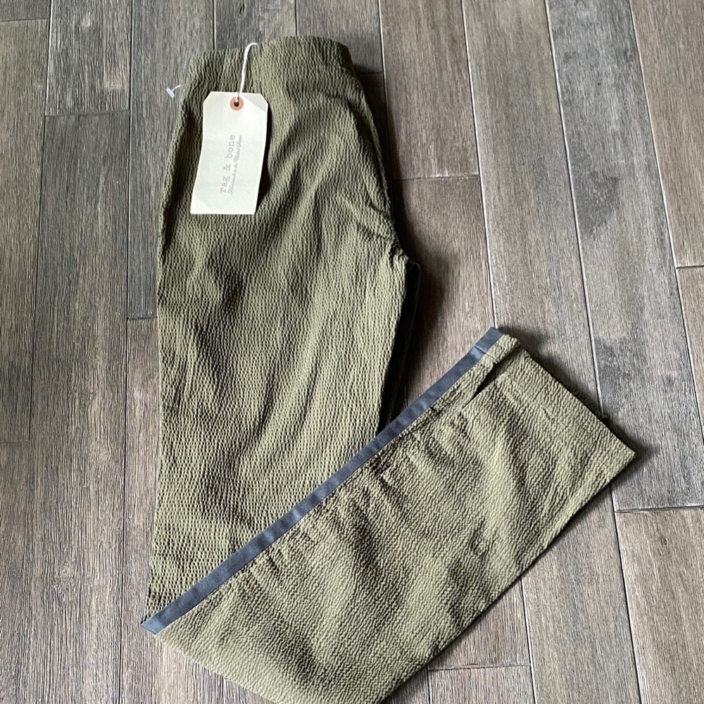 Rag & Bone Olive Green Textured Tuxedo Stripe Skinny Pants Size 2